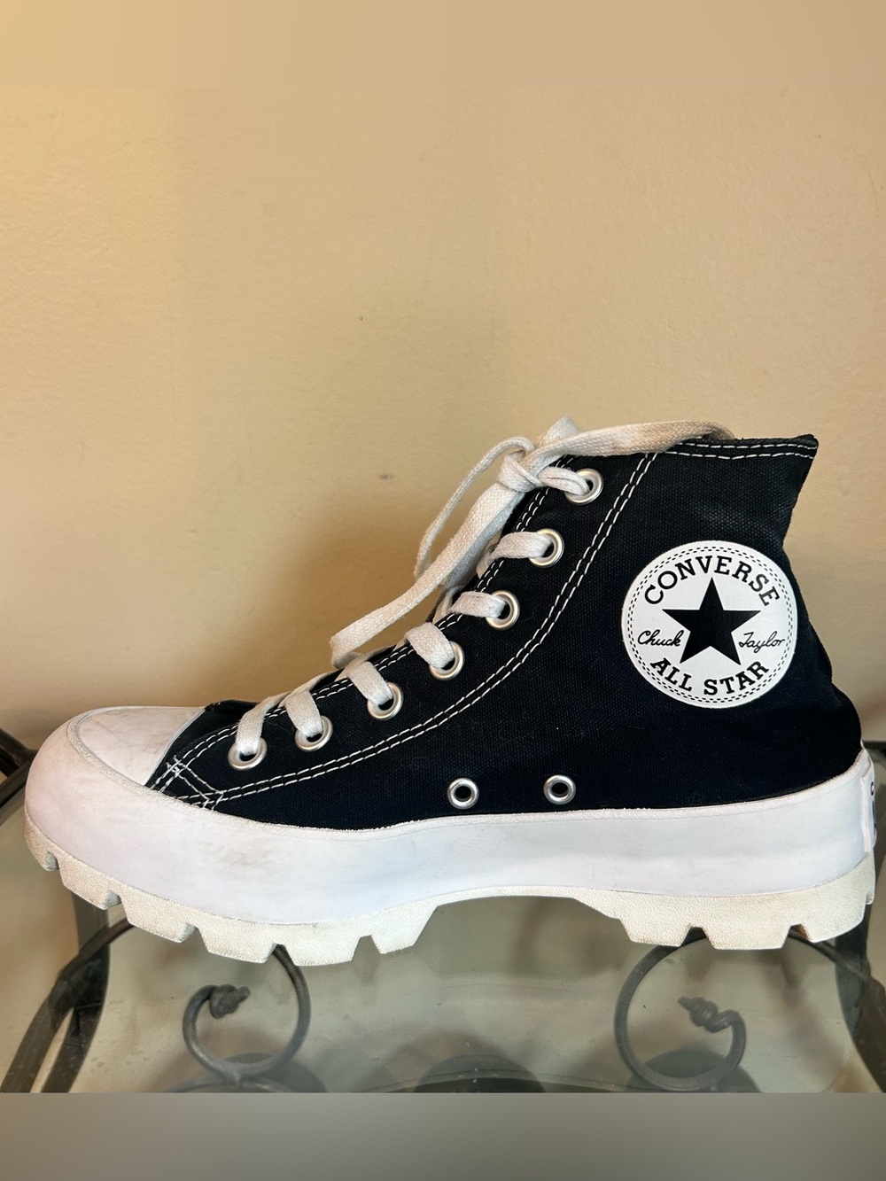 Converse Black & White High-Top Platform Lug-Sole Sneaker
